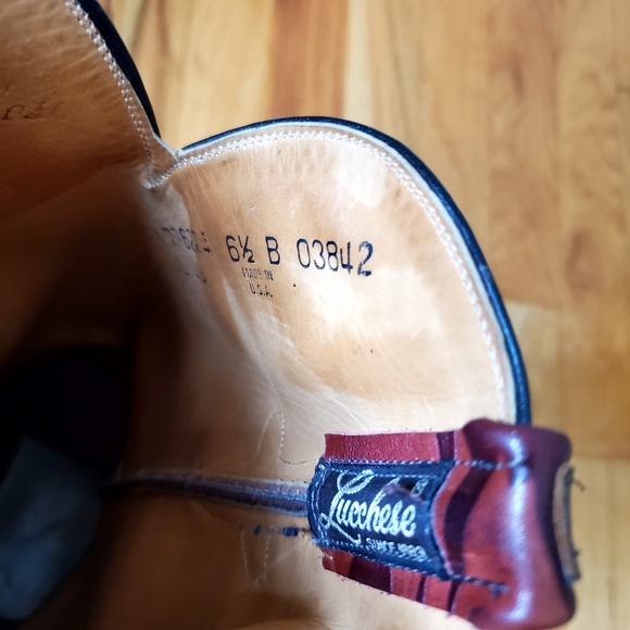 Lucchese Women Cowboy Western Leather Brown Black Cherry Boots 6.5 - Picture 4 of 11